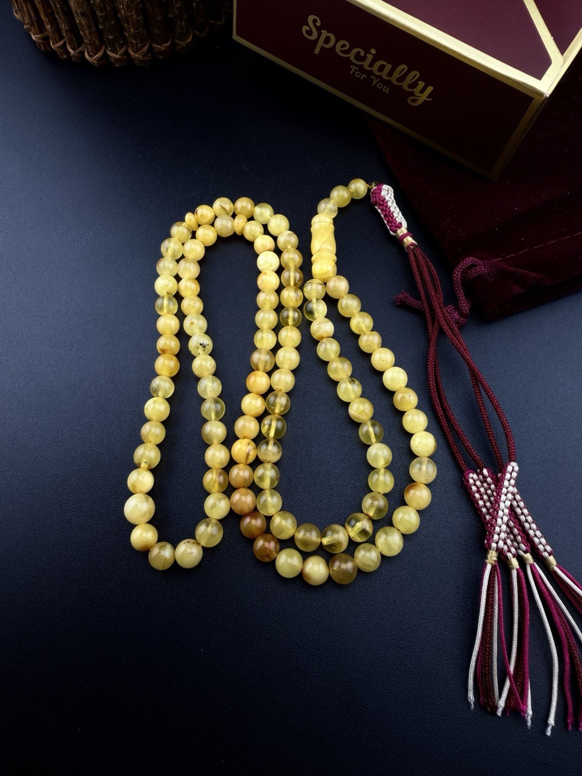 Genuine Baltic Natural amber Islamic 99 Bead Tasbih  مسباح كهرمان بلطيقي حر N944