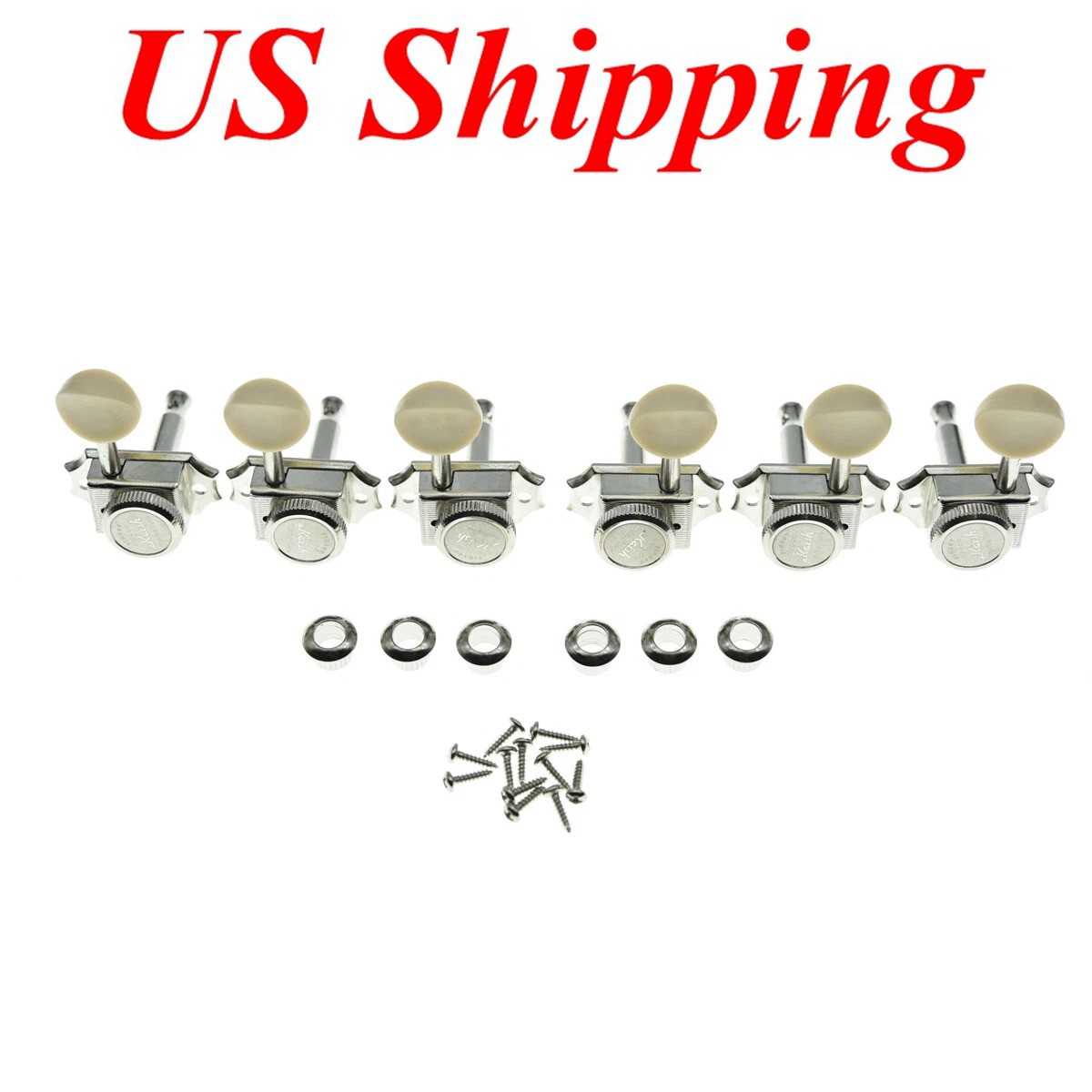 KAISH Vintage LP 3x3 Locking Guitar Tuners for Les Paul Nickel W/ Ivory Button