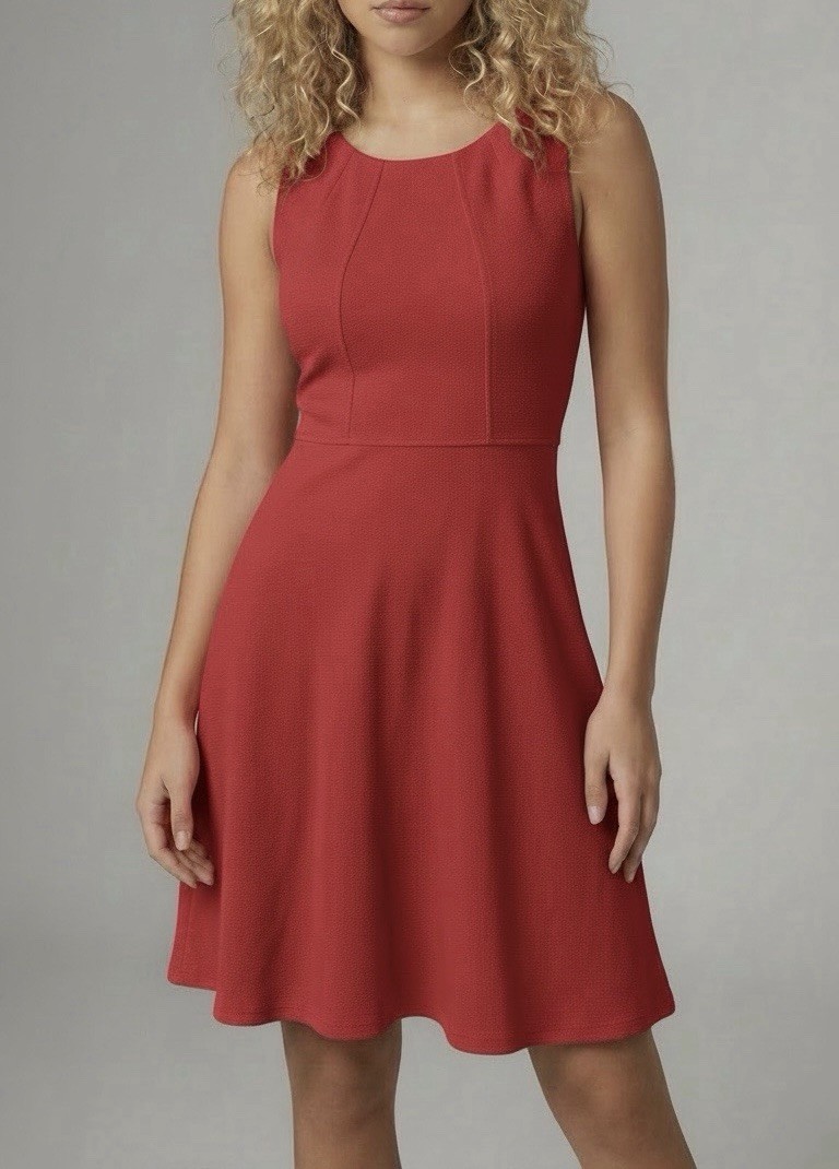 NWT Talbots Women’s Size SP Red Cotton Blend Sleeveless Fit & Flare Dress