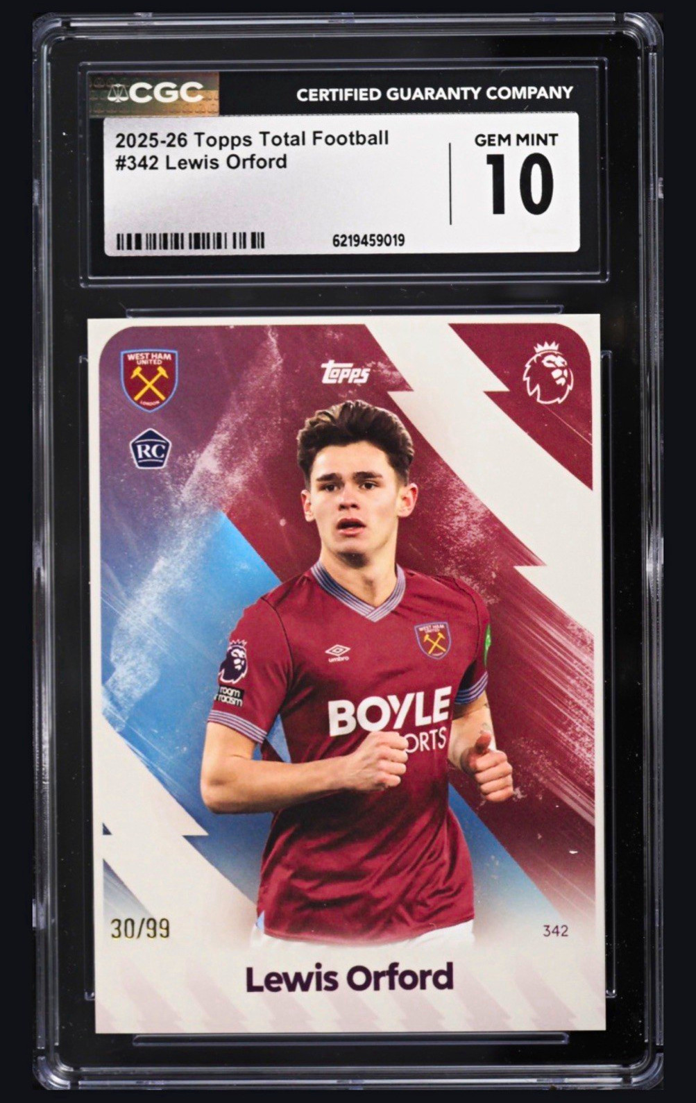 Topps TF 2025-26 Lewis Orford West Ham Utd #342 RC CGC 10 /99 UEFA FIFA