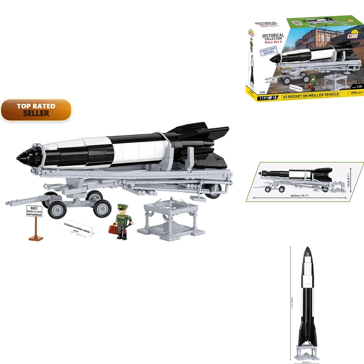 COBI 3120 WWII V2 Rocket & Transporter Executive Edition Building Set 1191pc