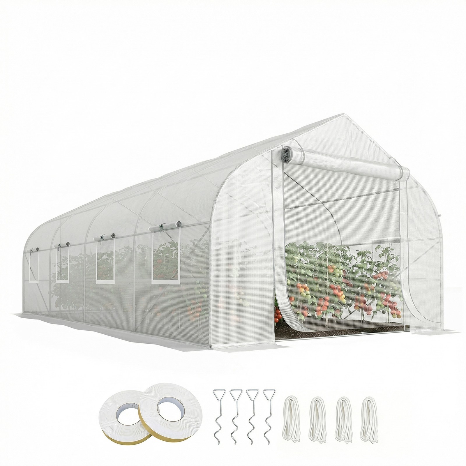 20 x10 x7 ft Outdoor Greenhouse,Tunnel Walk-in Green House, White
