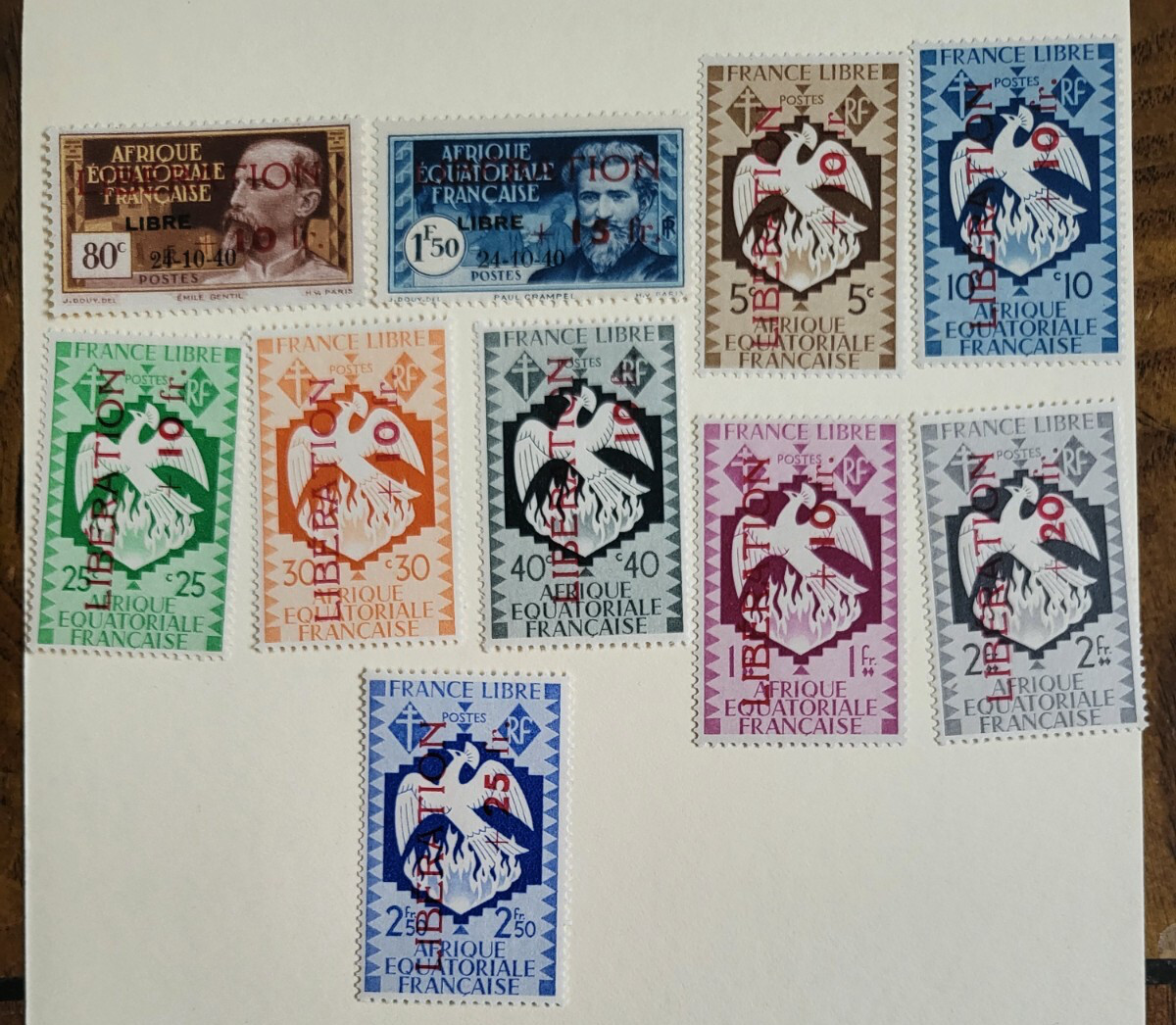 Stamps French Equatorial Africa Scott #B12-21 h Stamps French Equatorial Africa Scott #B12-21 h