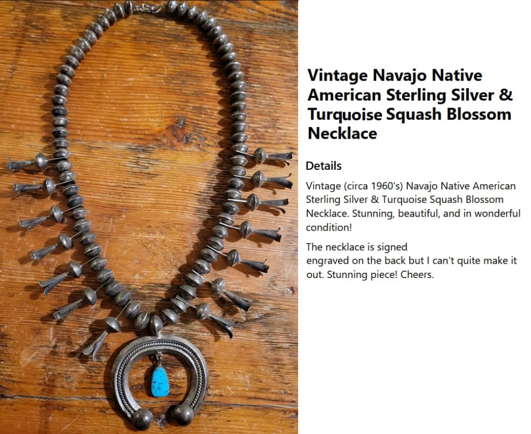 Native Vintage Squash Blossom Necklace Native Vintage Squash Blossom Necklace