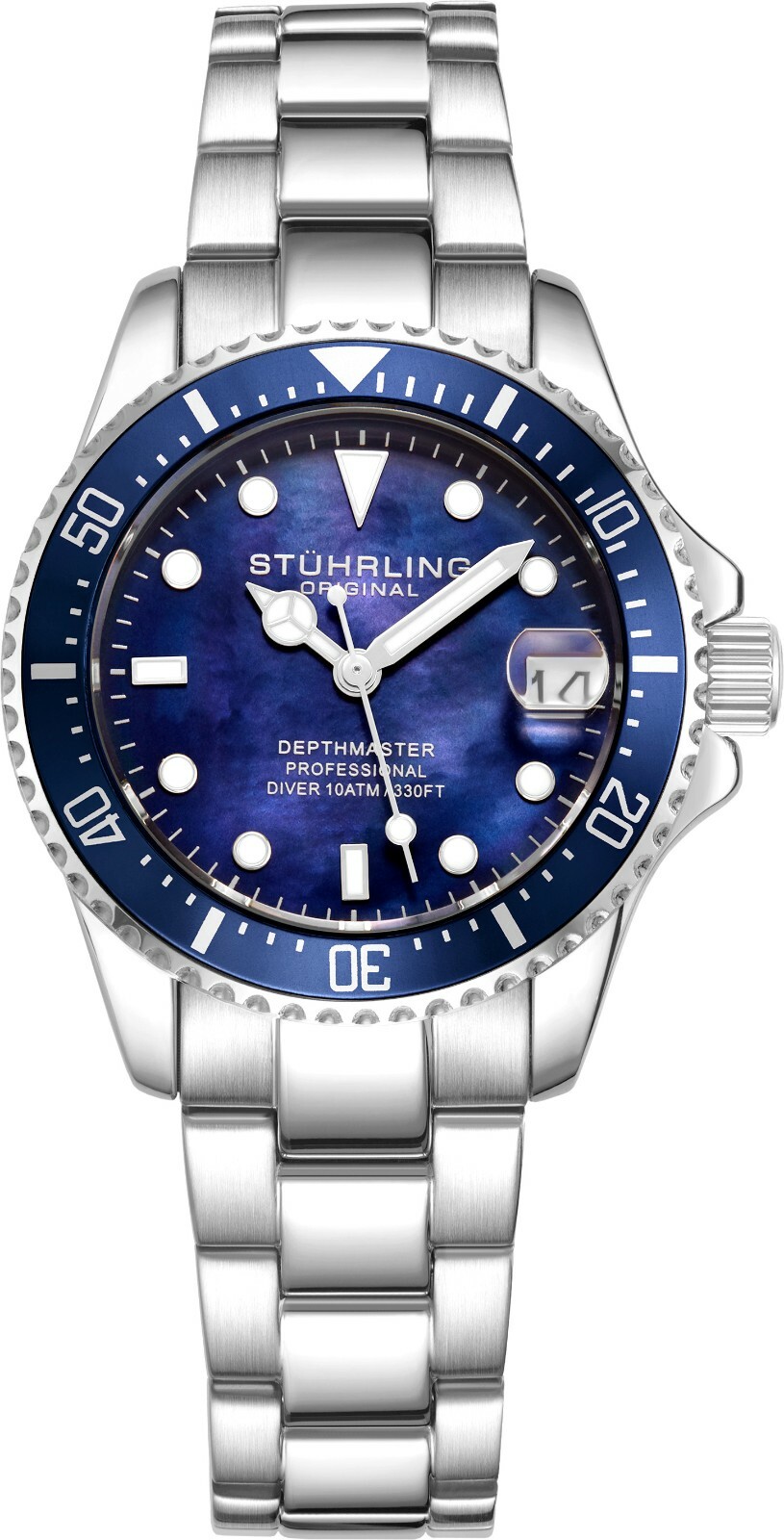 Stuhrling 3950L Women\'s Underwater Svelte 32mm MOP Stainless Link Bracelet Watch