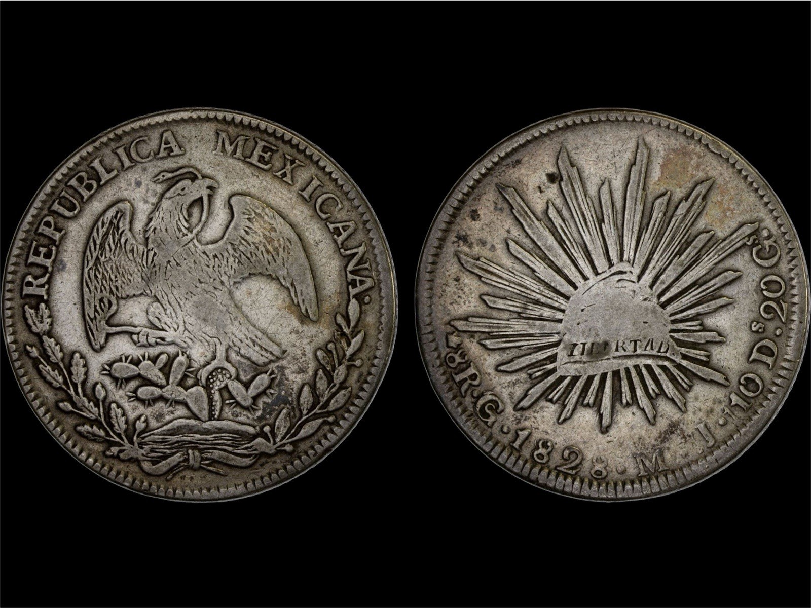 Guanajuato 1828 Go MJ/J Die Style 1828-29 Very  Unusual Error Separation 110Ds