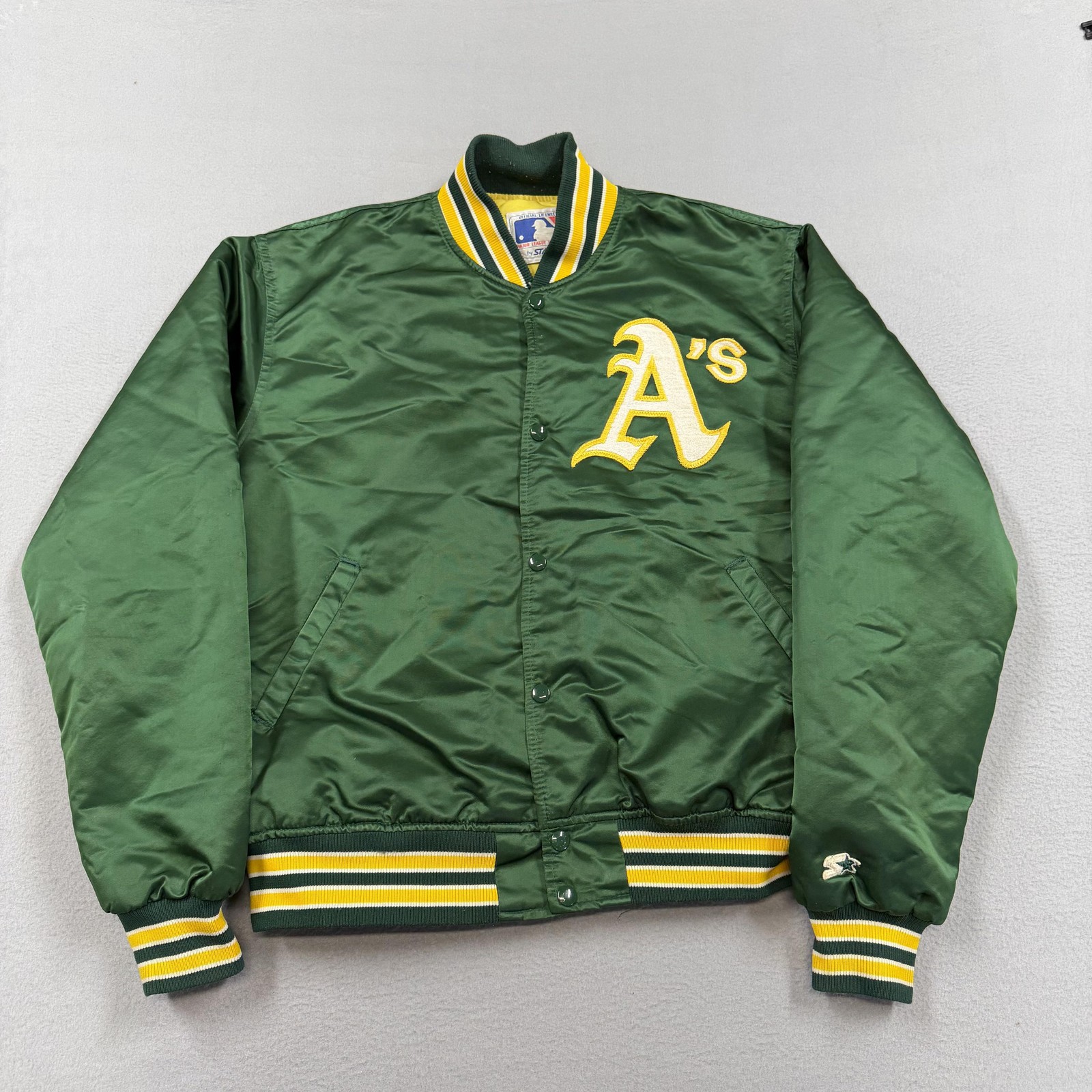 Vintage Oakland Athletics Jacket Mens Large Green MLB Baseball Starter Satin 90s