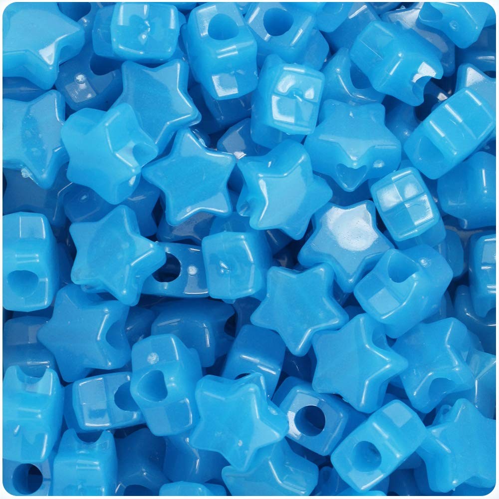 BeadTin Blue Glow 13mm Star Pony Beads (250pcs) 13mm, blue