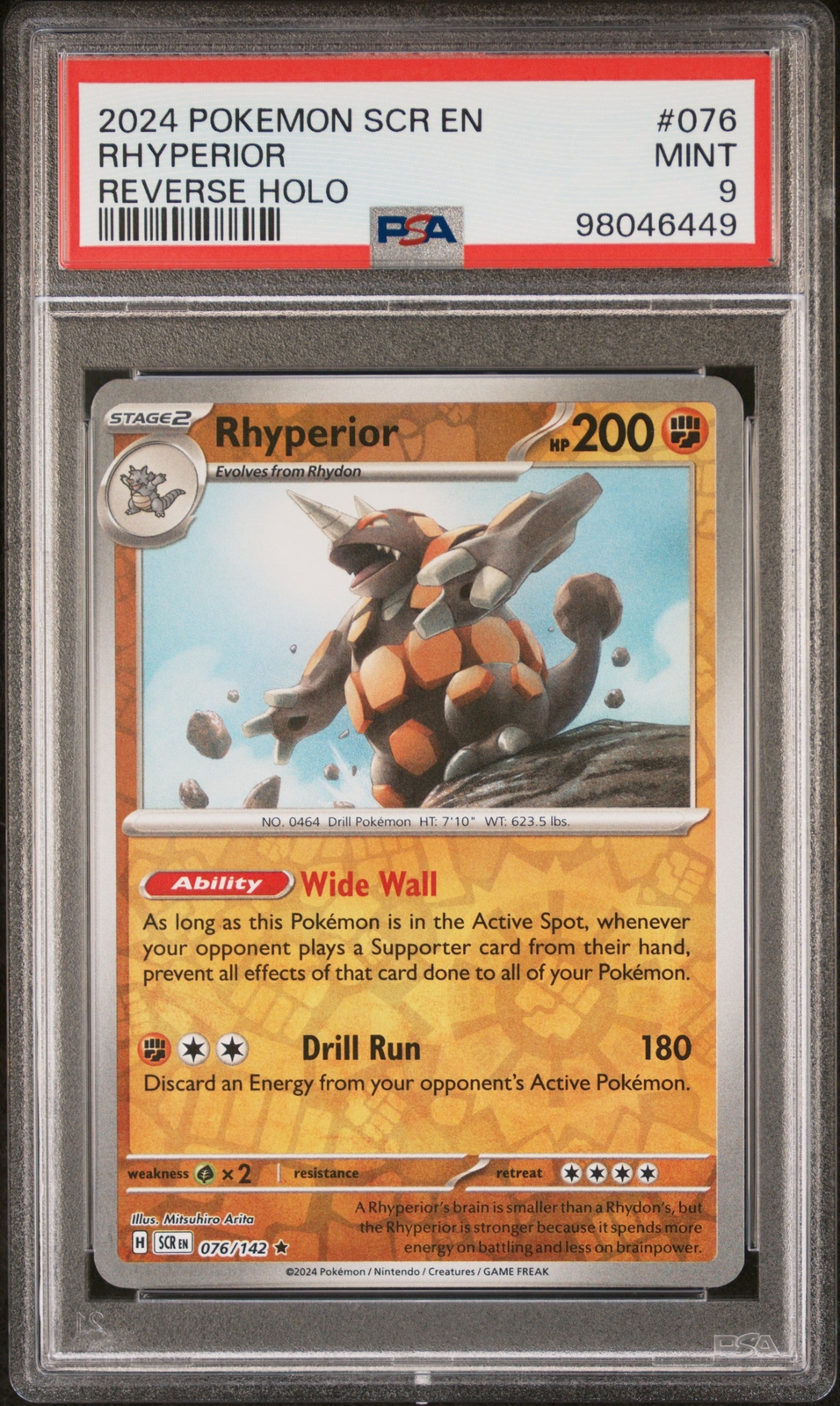 2024 POKEMON STELLAR CROWN #076 RHYPERIOR REVERSE HOLO PSA 9 SCR EN #76