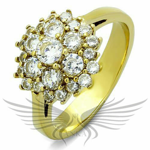 Elegant Cubic Zircon CZ AAA Yellow Gold Plated Cocktail Wedding Ring Tk1505