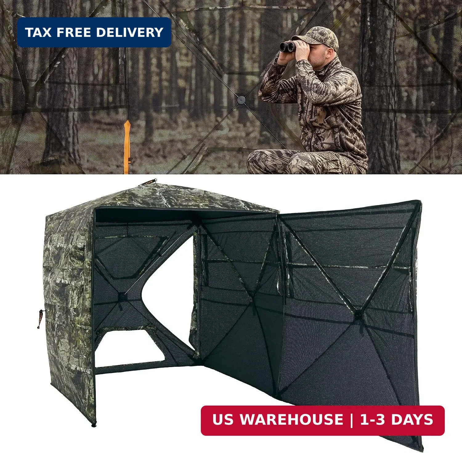FLISSA Hunting Blind, 270/360 See-Through Ground Blind for Deer Hunting