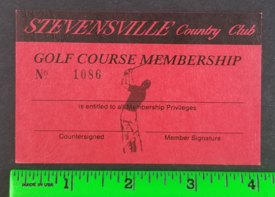 Vintage Stevensville New York Country Club Golf Membership Business Card