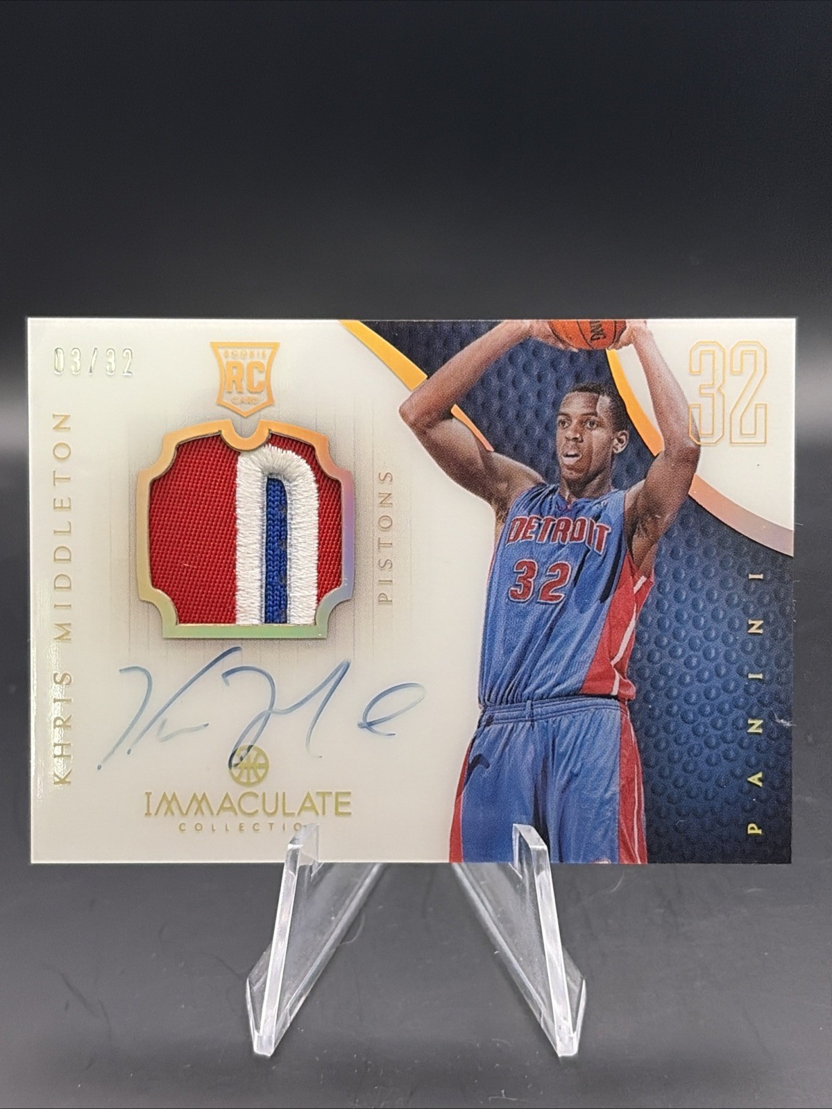 Khris Middleton 2012-13 Panini Immaculate RPA Rookie Jersey Patch Auto /32 #164