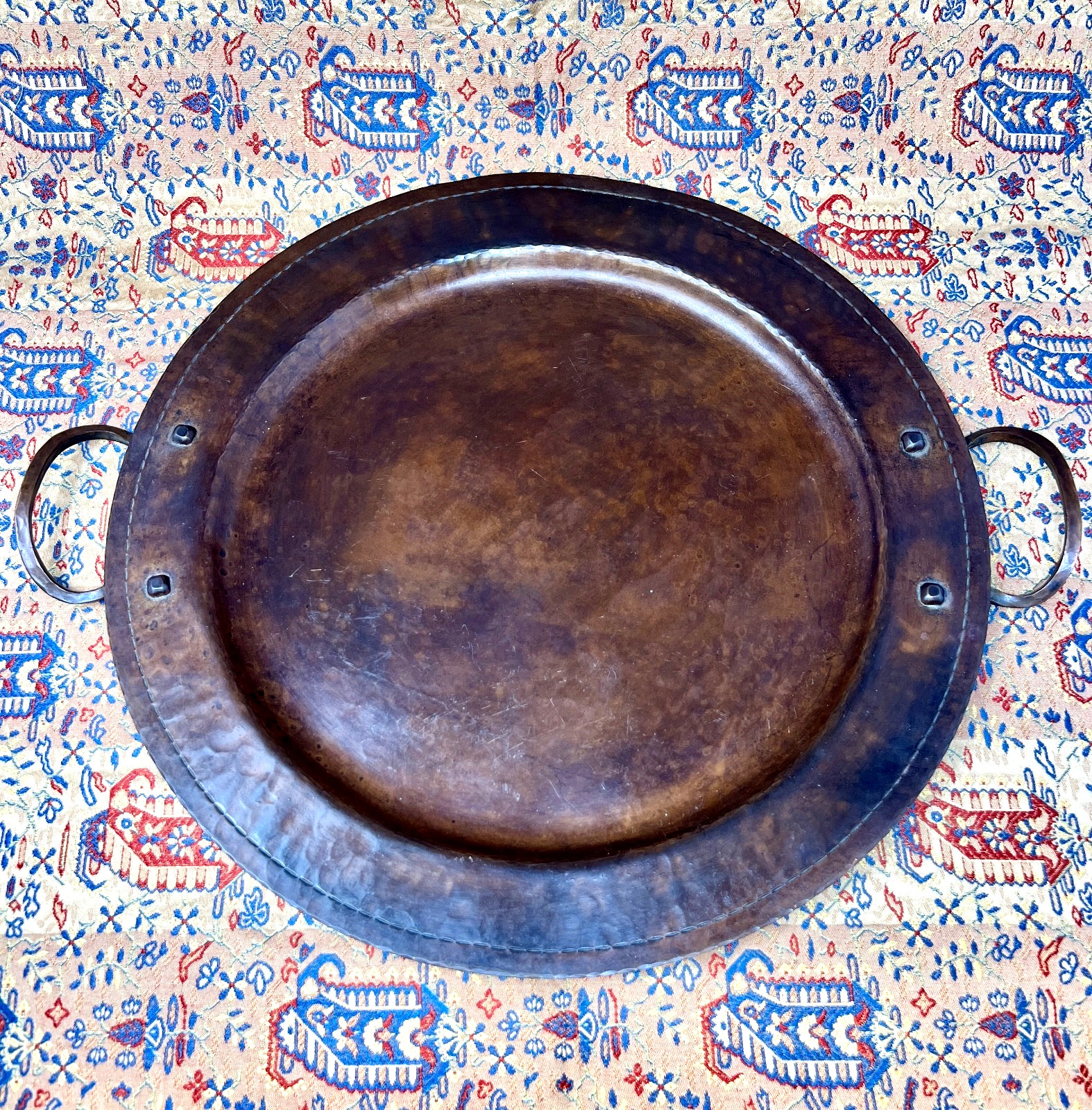 Antique Roycroft Hammered Copper Serving Tray Early Mark Arts & Crafts c1906-10