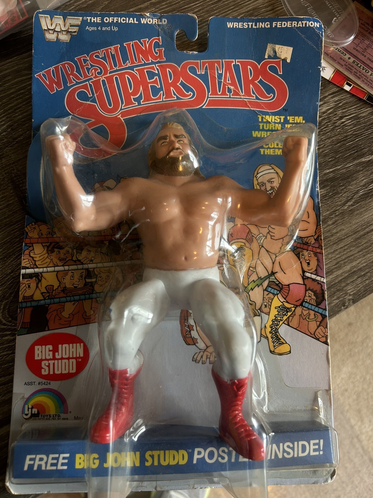 wwf ljn wrestling superstars big john studd  action figure 1985 on card