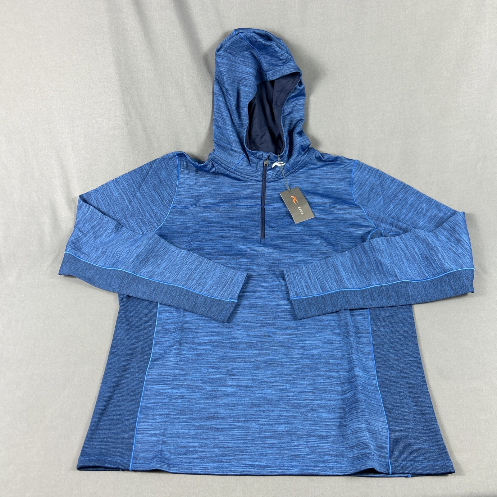 KJUS Golf Hoodie Liam Tech Wool 1/4 Zip XL 54 Bright Blue Polyester MSRP $249 KJUS Golf Hoodie Liam Tech Wool 1/4 Zip XL 54 Bright Blue Polyester MSRP $249