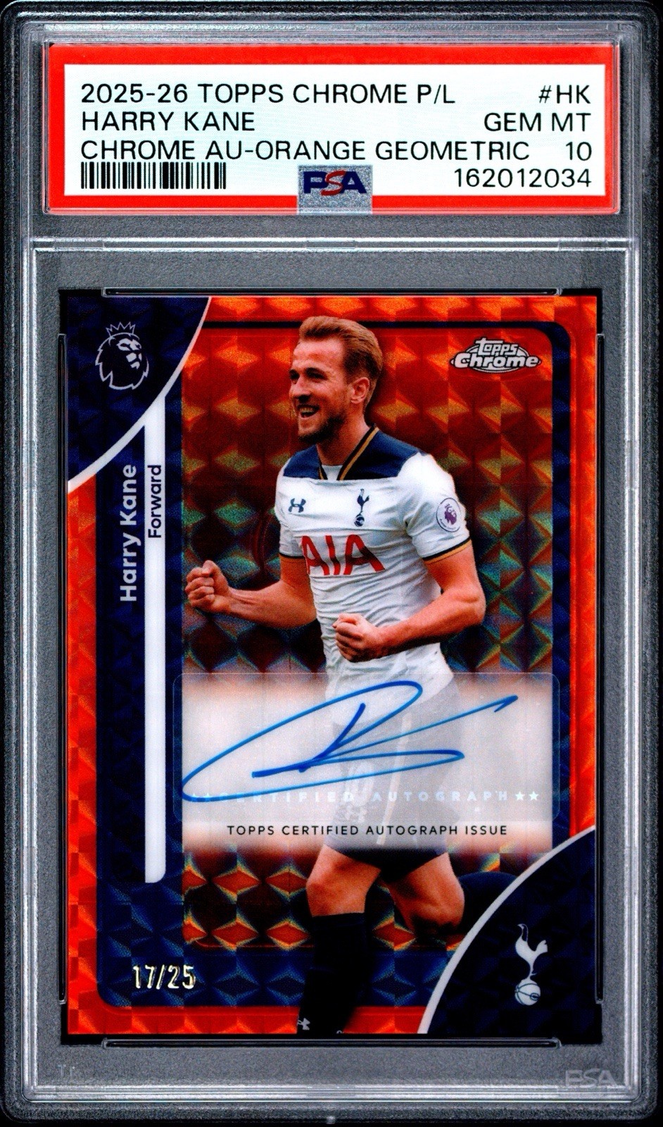 Topps 2025-26 Chrome Harry Kane CA-HK Orange Geometric /25 PSA 10 Auto