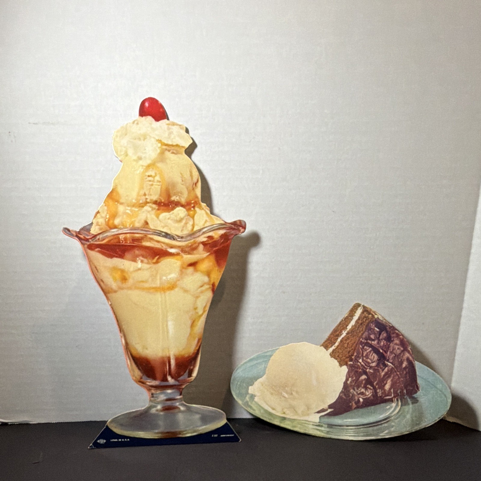 Vintage Litho Die Cut Cardboard Ice Cream Sundae And Cake Coca Cola Vintage Litho Die Cut Cardboard Ice Cream Sundae And Cake Coca Cola