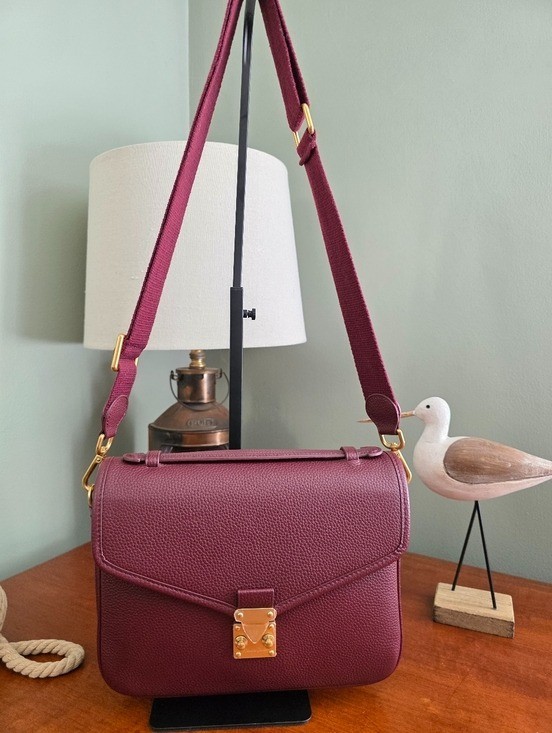 Melodie Cecile Paris 15 Burgundy Togo Leather Satchel Crossbody Bag NWOT