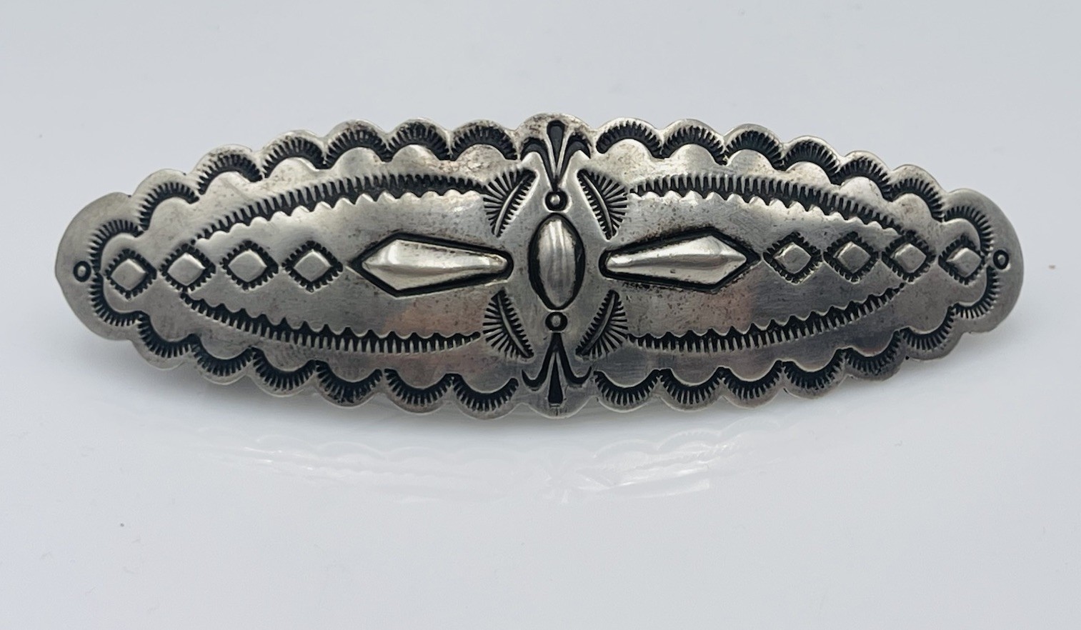 L.A. Willie Navajo Sterling Silver Hand Made Ornate Hair Barrette L.A. Willie Navajo Sterling Silver Hand Made Ornate Hair Barrette