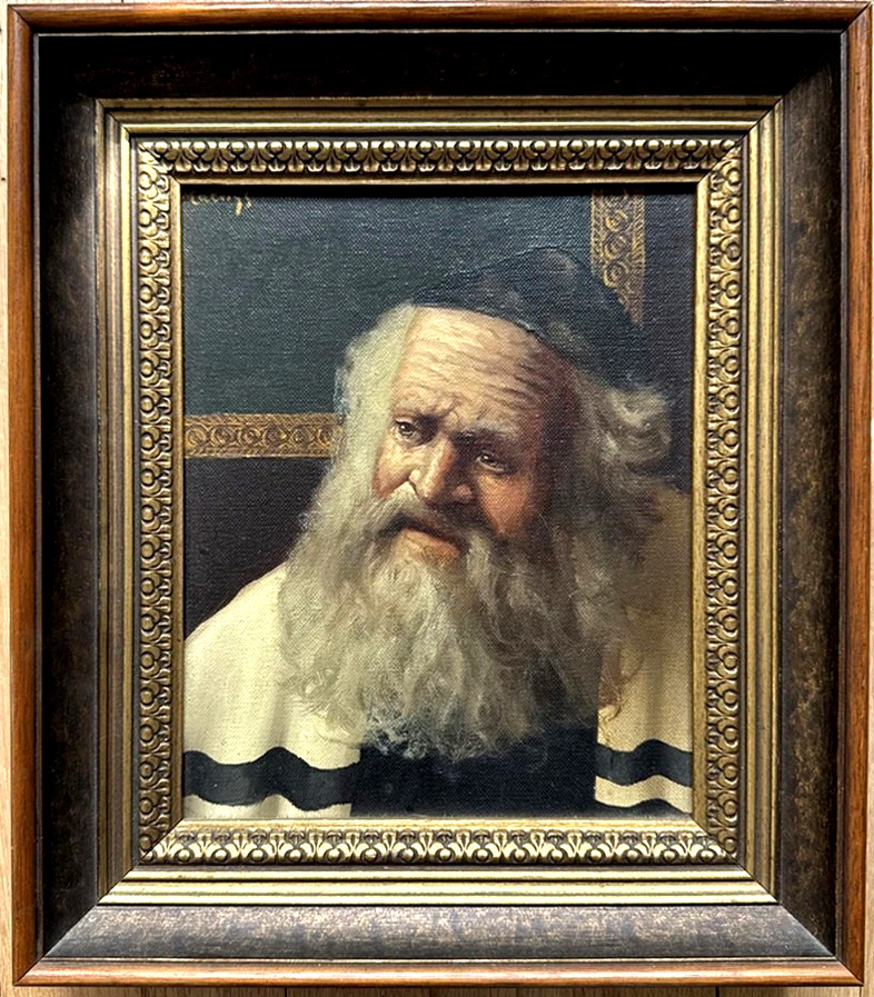 FRAMED ANTIQUE RABBI OIL PAINTING ~ RARE JUDAICA  from CHICAGO’s ATLAS GALLERIES