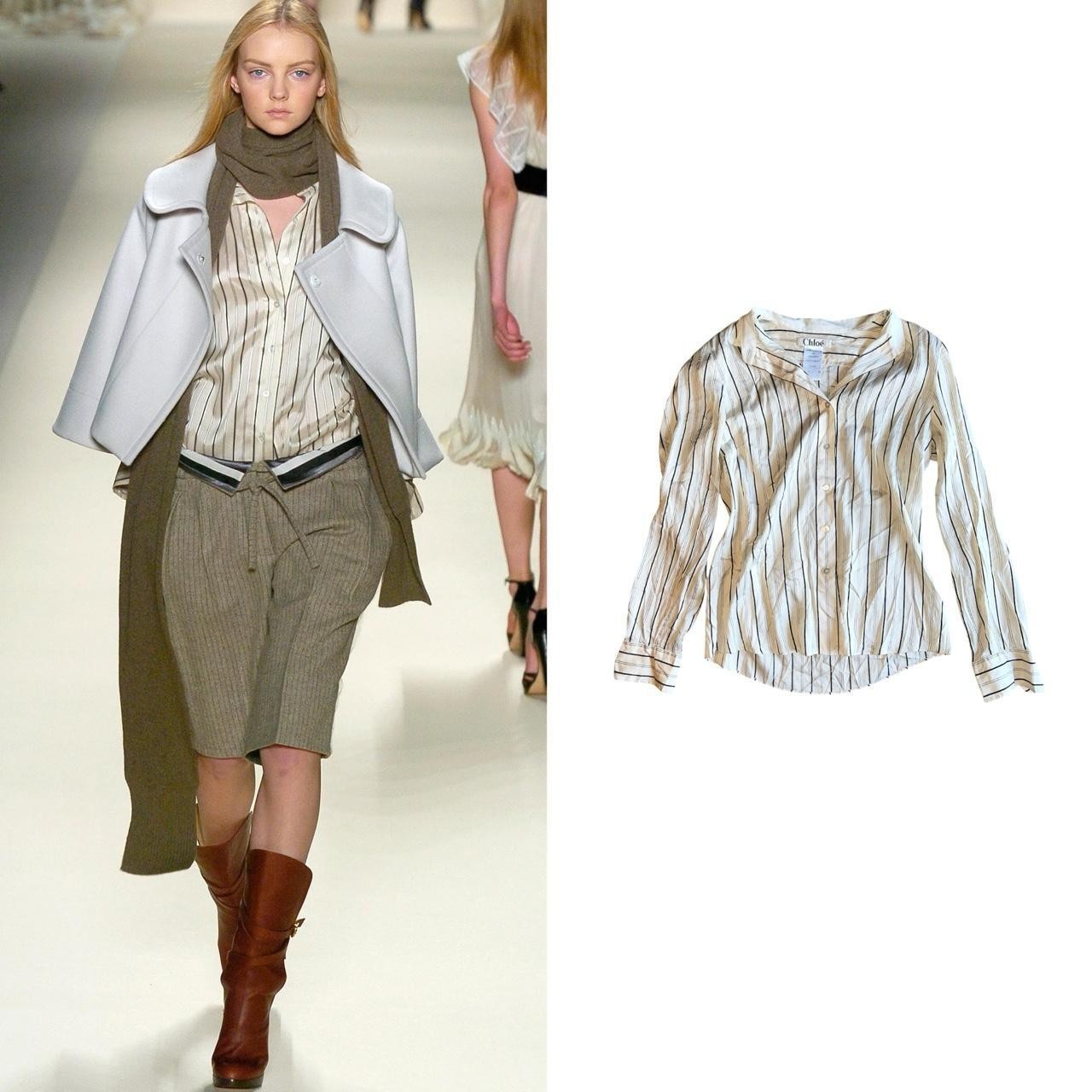 Vintage Chloé 2005 A/W by Phoebe Philo Silk Blend Striped Shirt