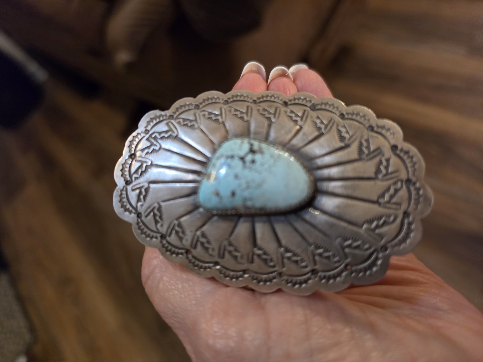 Navajo Handmade Dry Creek Turquoise Cuff Bracelet by Tawney N Size 6.5