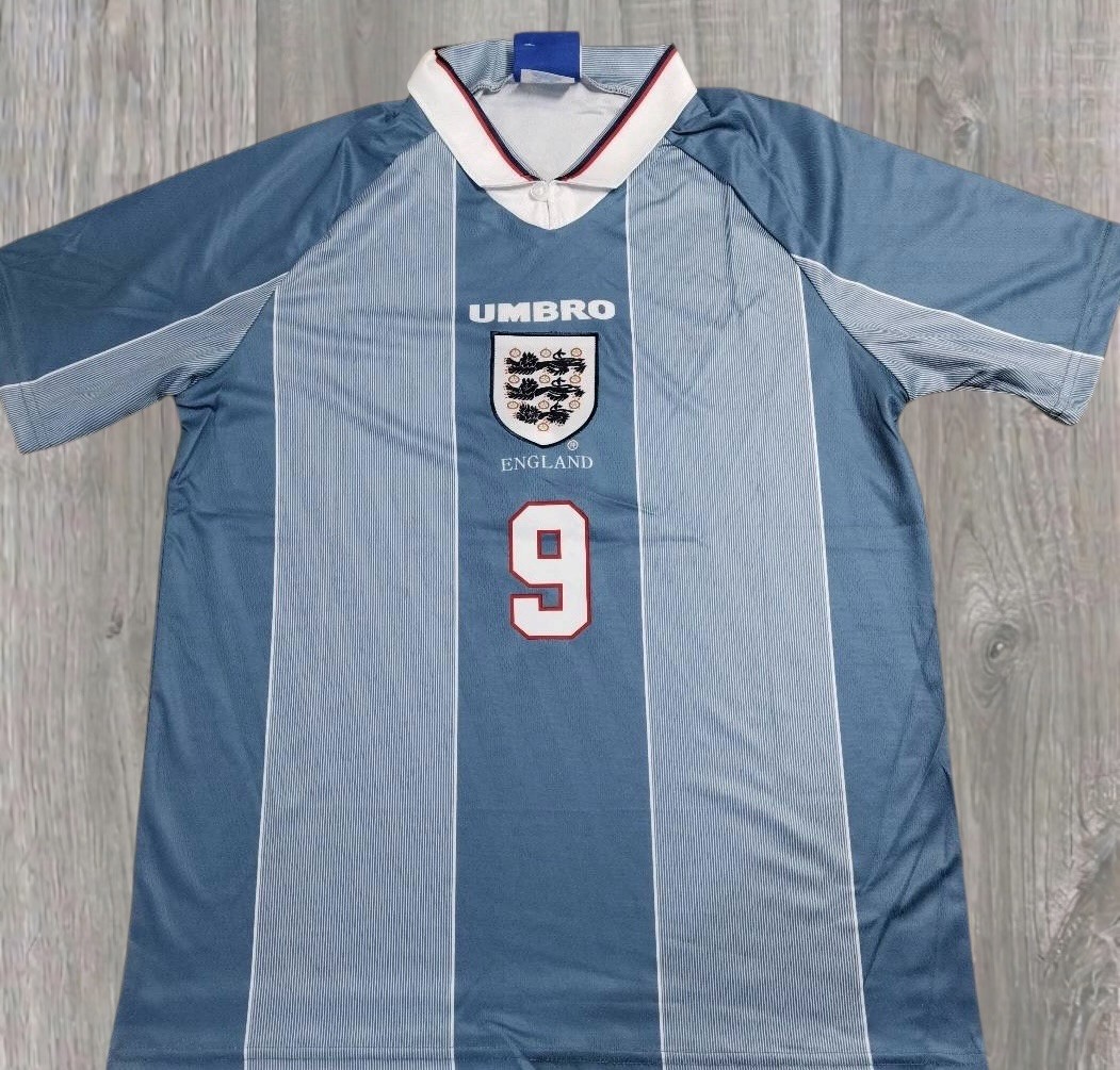 1996 England Away Retro Football Shirt #9 SHEARER Euro 96 Replica Jersey XXL 1996 England Away Retro Football Shirt #9 SHEARER Euro 96 Replica Jersey XXL