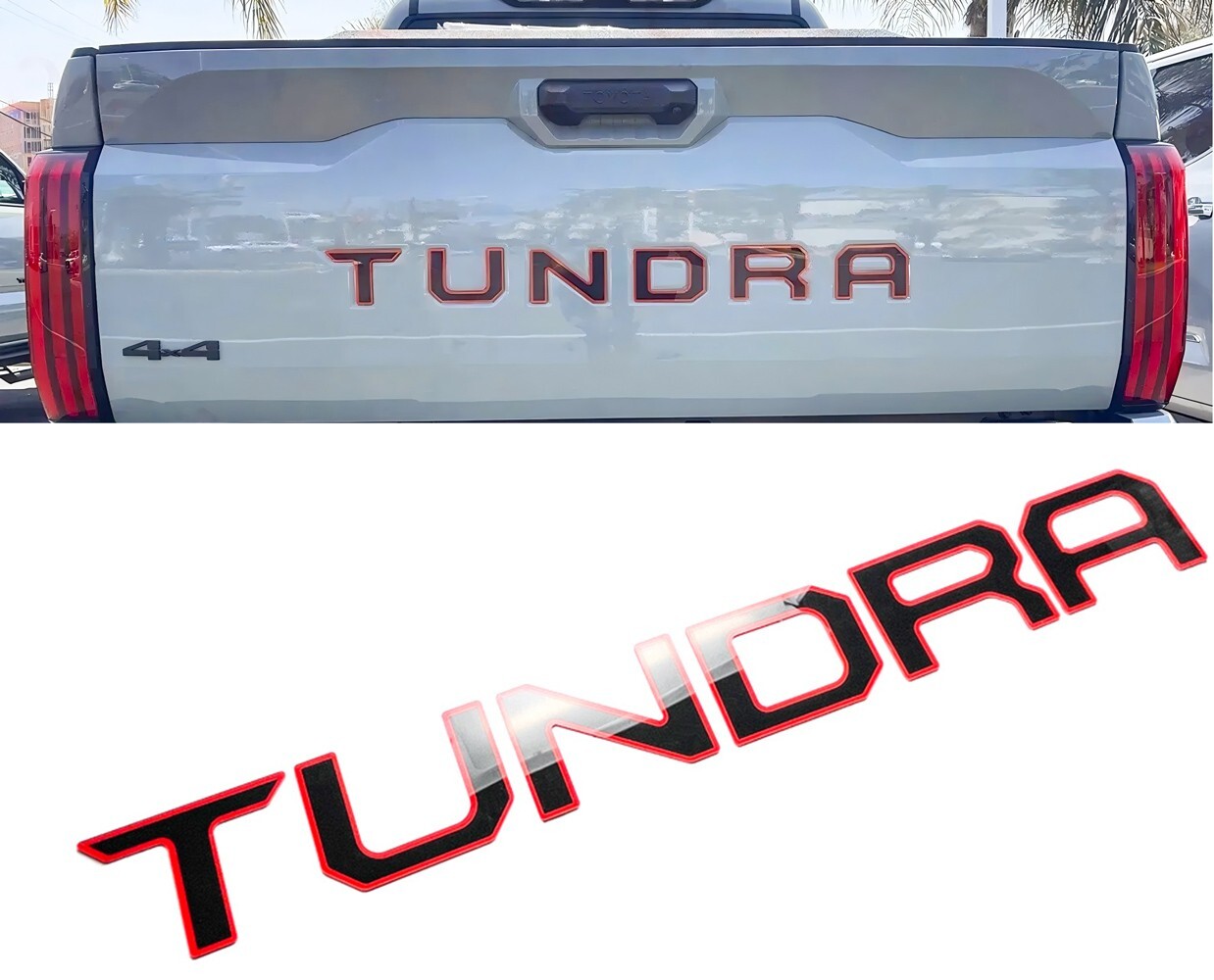 NEW RED Black Rear Emblem Decal for 2022 2023 2024 2025 TUNDRA Tailgate Letters