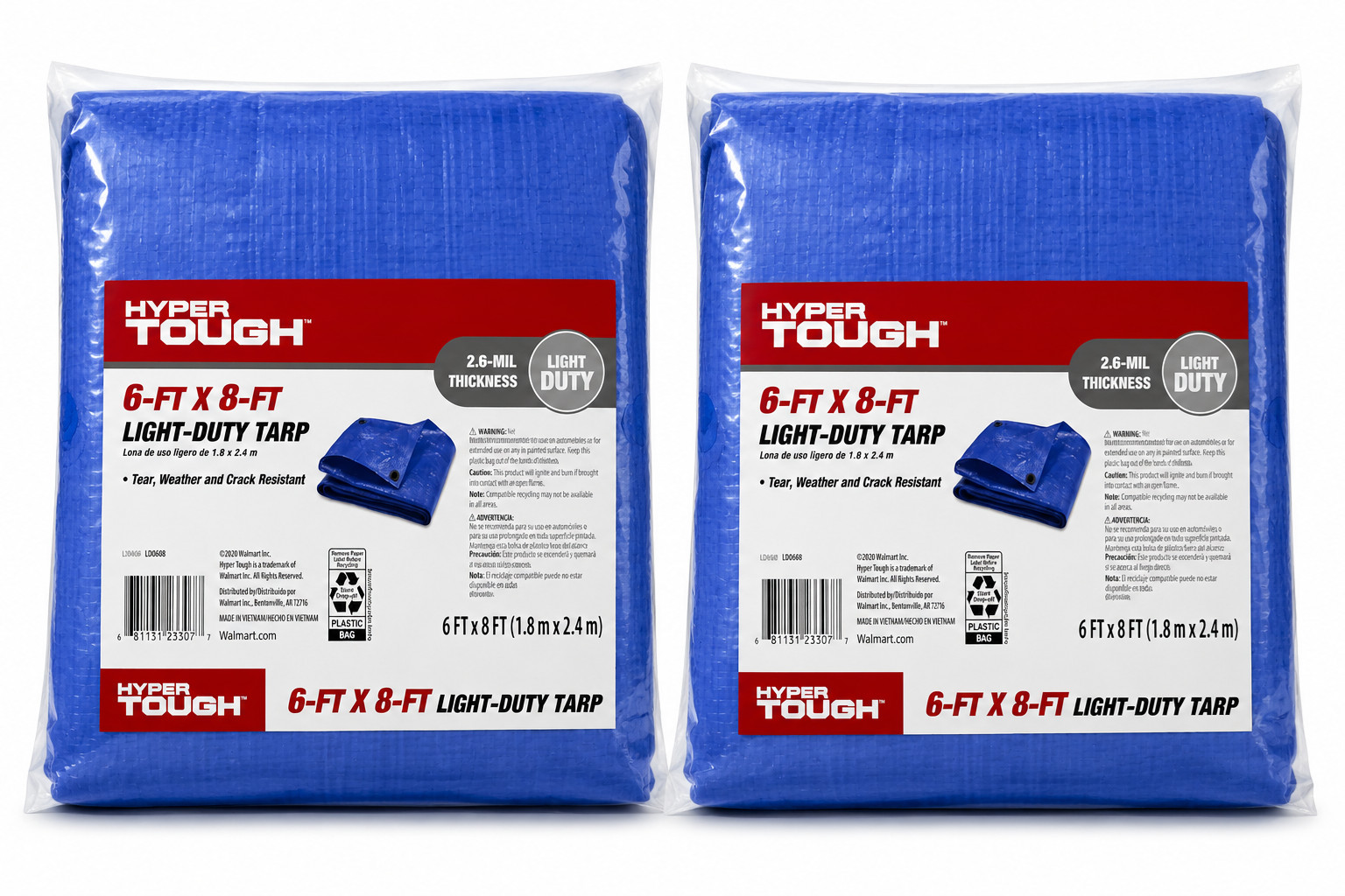 (2 Pack) Weather Resistant Light Duty 6 x 8' Polyethylene Tarp (2 Pack) Weather Resistant Light Duty 6 x 8' Polyethylene Tarp