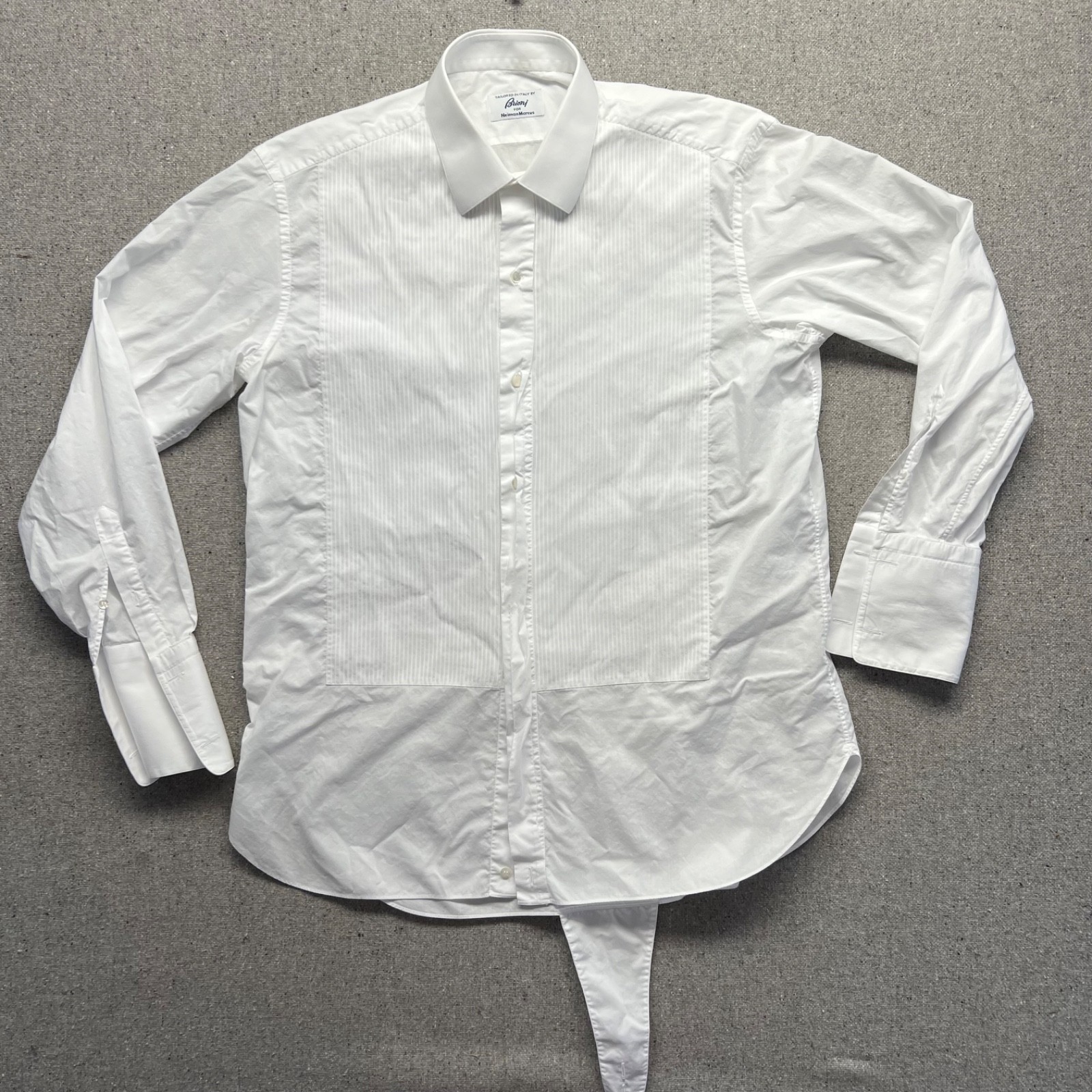 Brioni Tuxedo Dress Shirt Mens 16.5 34/35 White Pleated French Cuff Italy