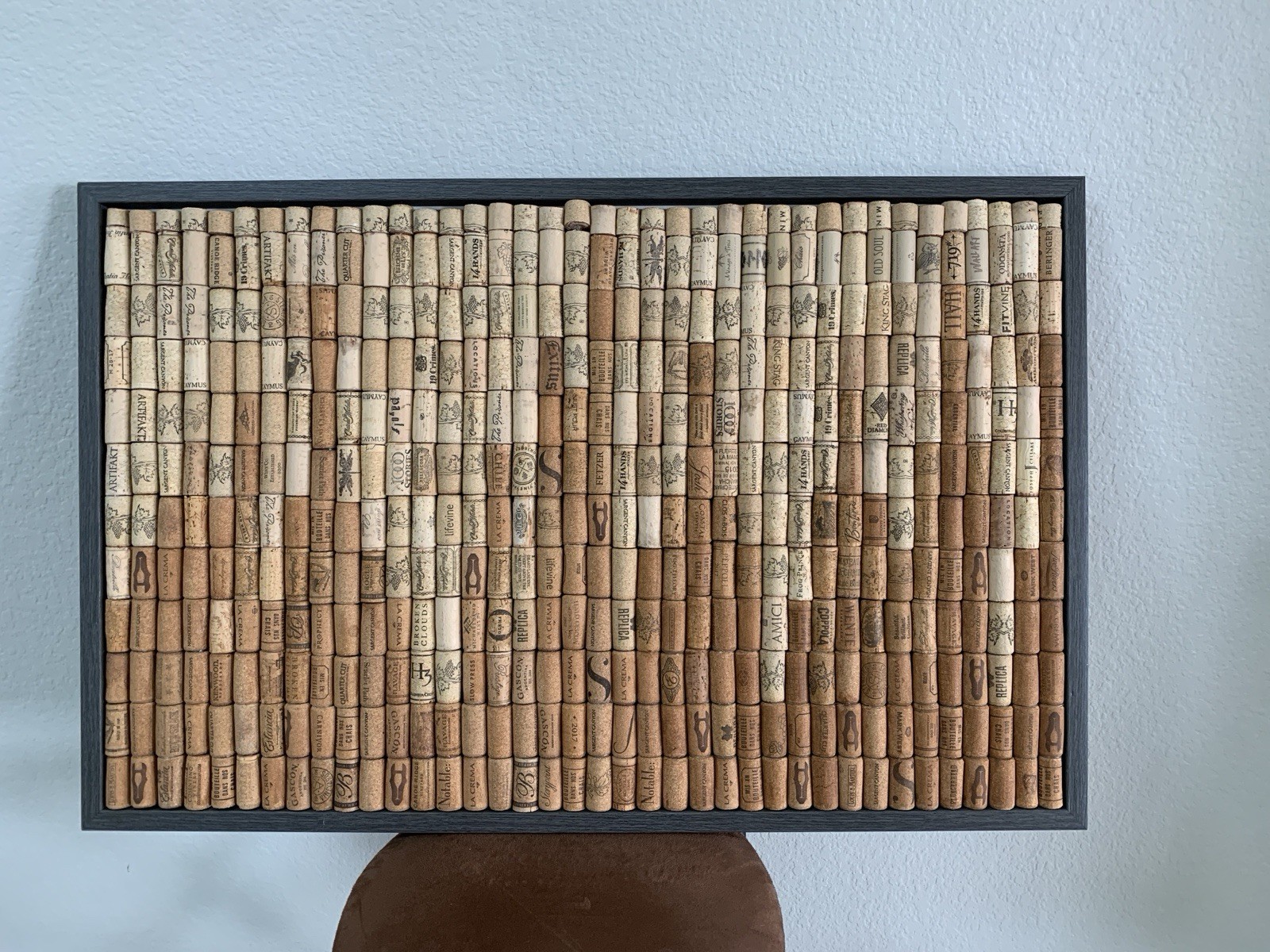 Wine Cork Wall Art 22x34 Handmade Framed Decor Rustic Bar Kitchen Winery Display