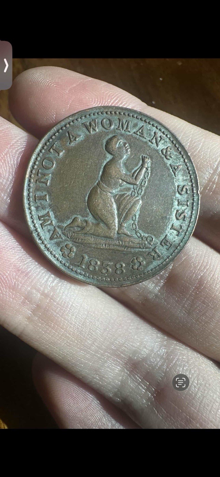 1836 T4 USA \'Am I Not a Woman\' Anti-Slavery Hard Times Token 1836 T4 USA \'Am I Not a Woman\' Anti-Slavery Hard Times Token