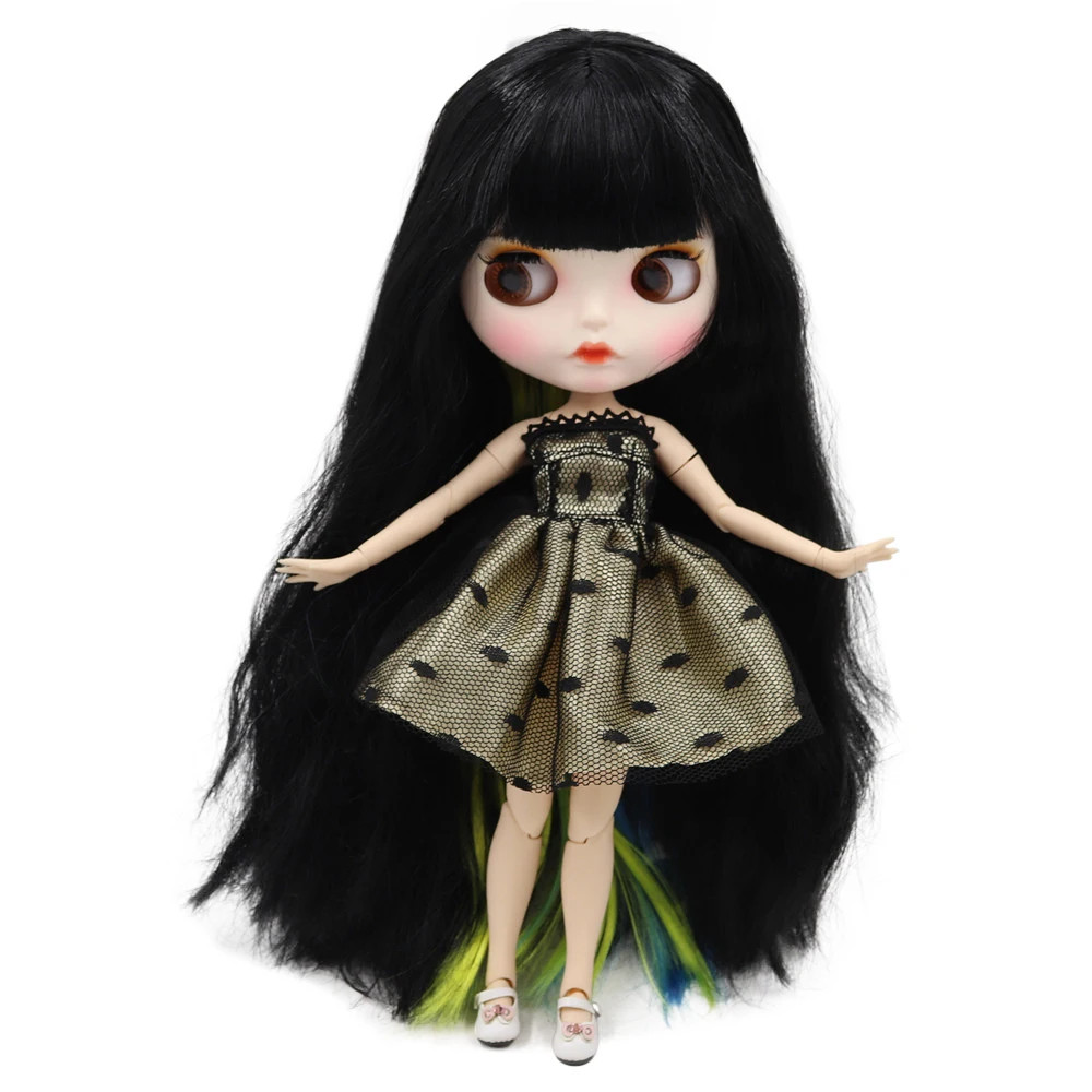 Blyth Doll White Skin Joint Body, Colorful Hair, Matte Finish
