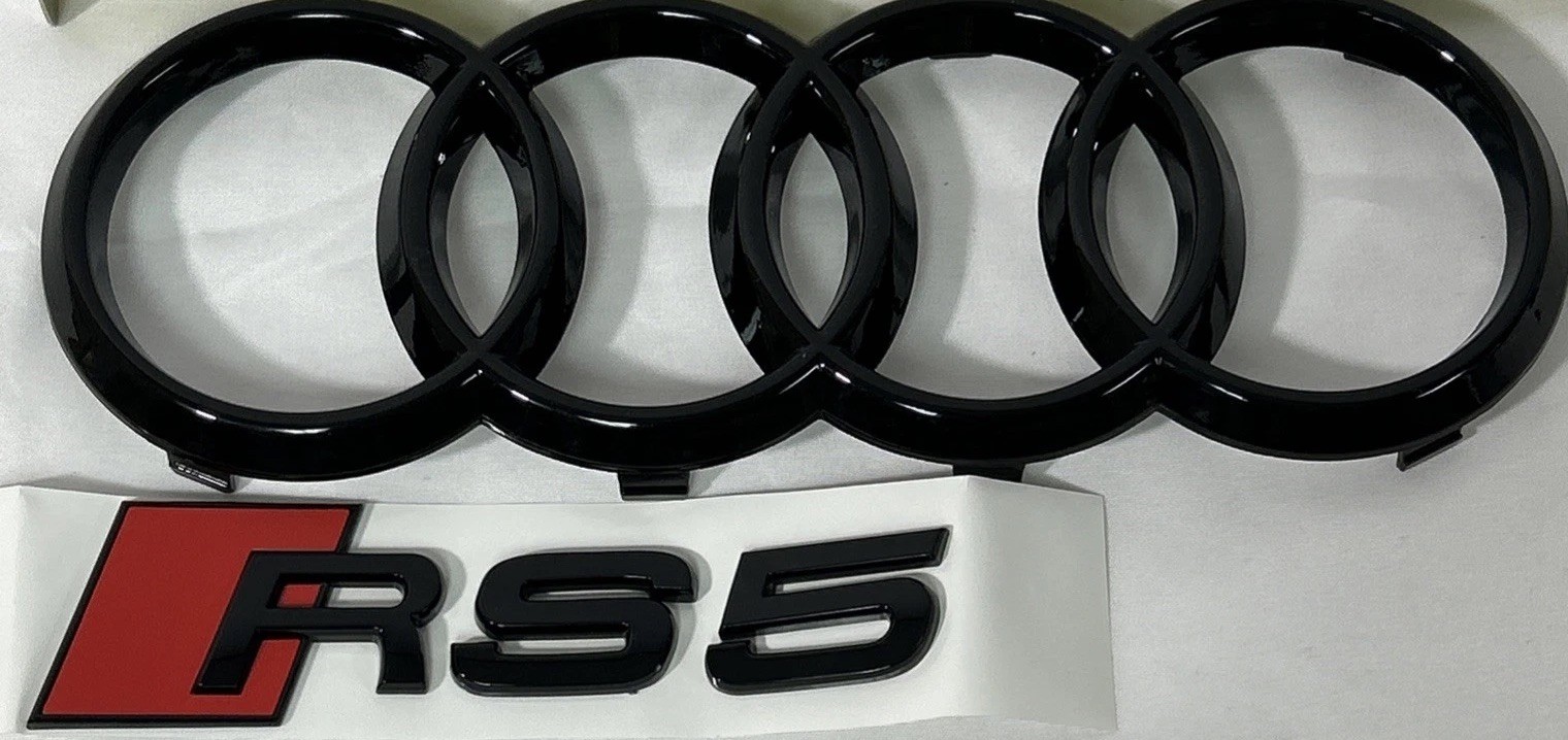2pc AUDI RS5 Adhesive/4Ring Gloss Black Front Grille 273mm Clip On 2008’-2019