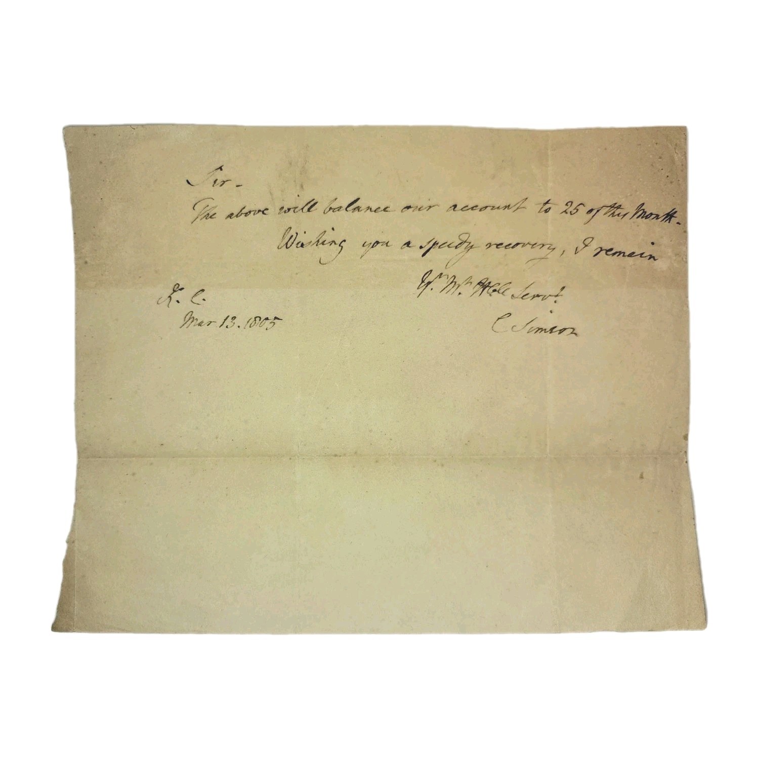 1805 Edward Simson London Merchant Letter Signed – King’s Court Watermark