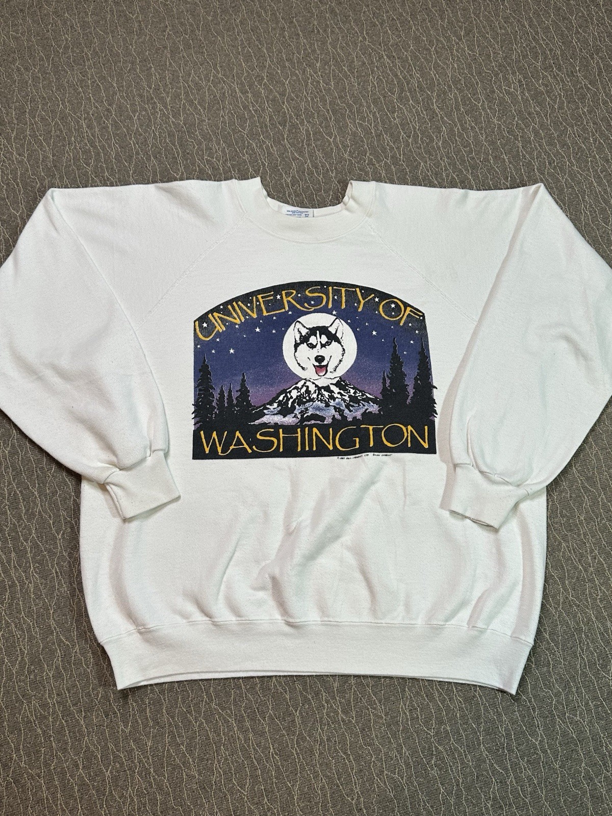 Vintage 1987 University of Washington Huskies Crewneck Sweatshirt Tee Jays M USA
