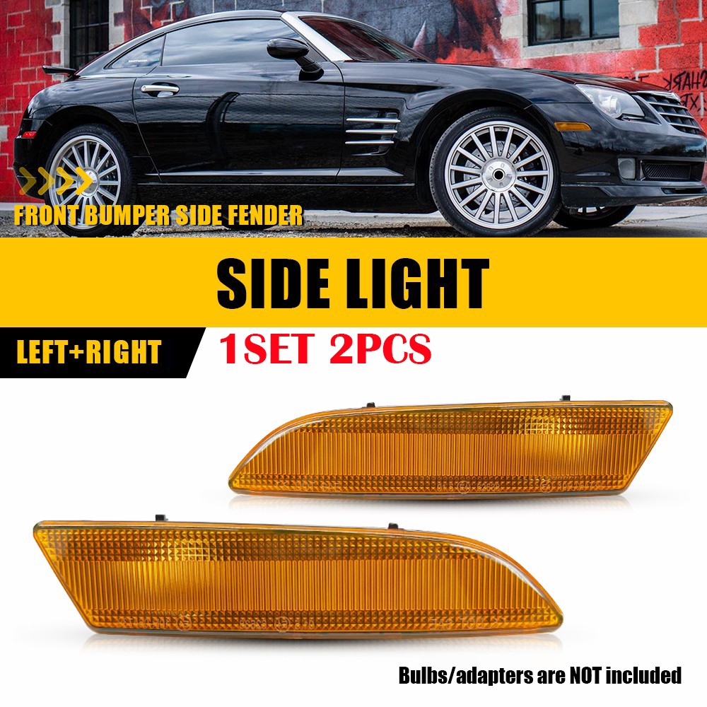 2-20X Amber Yellow Front Side Marker Light Housings For 04-08 Chrysler Crossfire