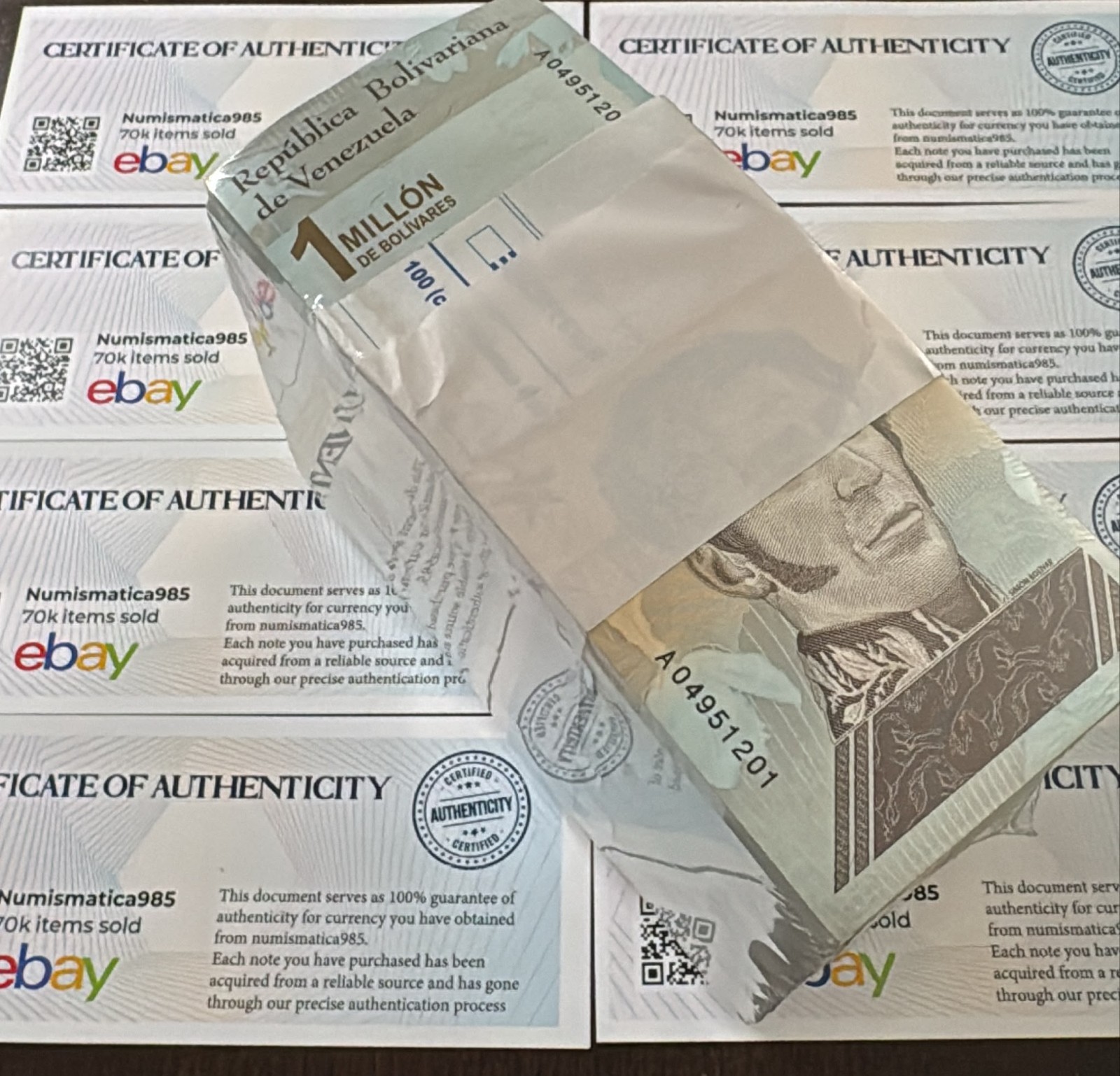 Venezuela 1 Million Bolivar Soberano 2020 used X 1000 Pcs Bundle + COA 💎 P-114