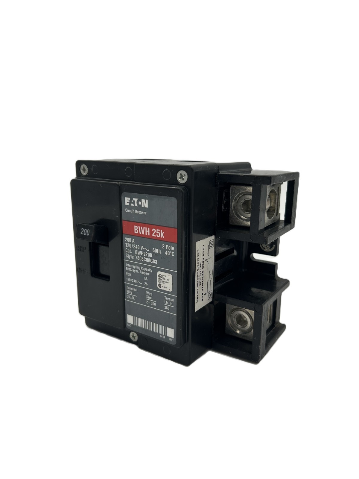 NEW Eaton BWH2200 BWH 25K Circuit Breaker 200A 2-Pole 120/240VAC NEW Eaton BWH2200 BWH 25K Circuit Breaker 200A 2-Pole 120/240VAC