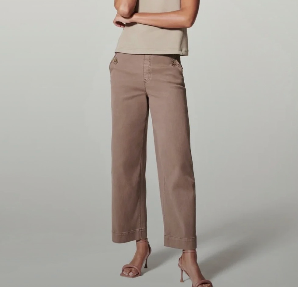 Spanx NWT Stretch Twill Cropped Wide Leg Pant Soft Taupe Brown Small Petite Spanx NWT Stretch Twill Cropped Wide Leg Pant Soft Taupe Brown Small Petite