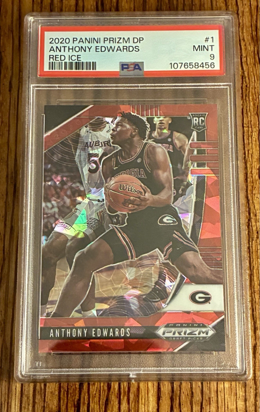 PSA 9 ANTHONY EDWARDS 2020 Panini Prizm Draft RED ICE Prizm #1 Georgia