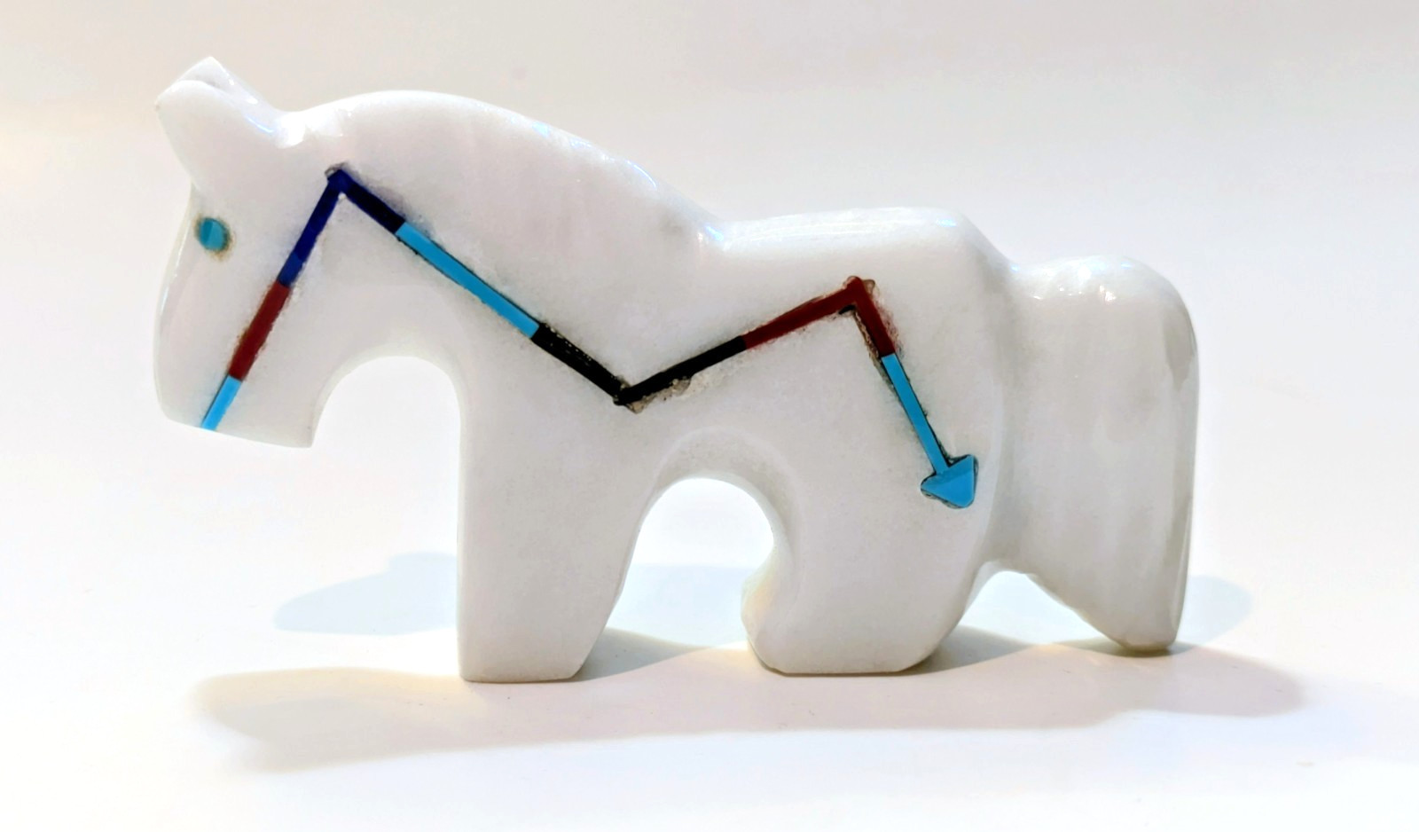 Zuni Fetish Horse by Bernard Laiwakete Marble w/ Lapis Coral Turq Heartline Zuni Fetish Horse by Bernard Laiwakete Marble w/ Lapis Coral Turq Heartline