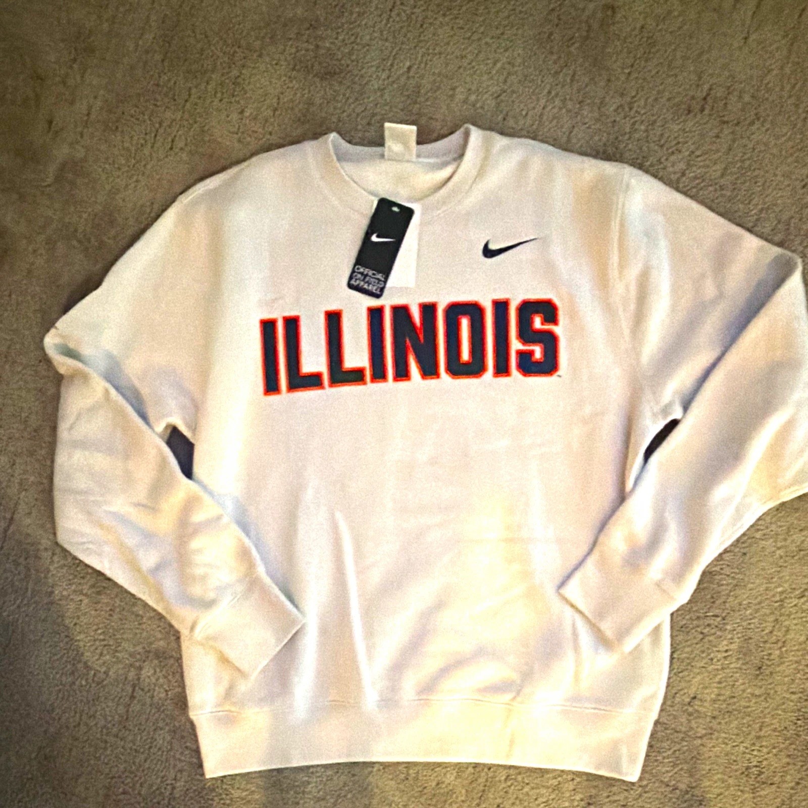 Nike Illinois Fighting Illini White Sweatshirt - Officially Licensed Large