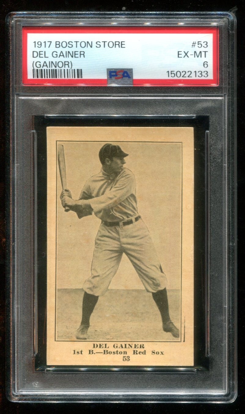1917 H801-8 Boston Store #53 Del Gainer PSA 6 EX-MT Boston Red Sox