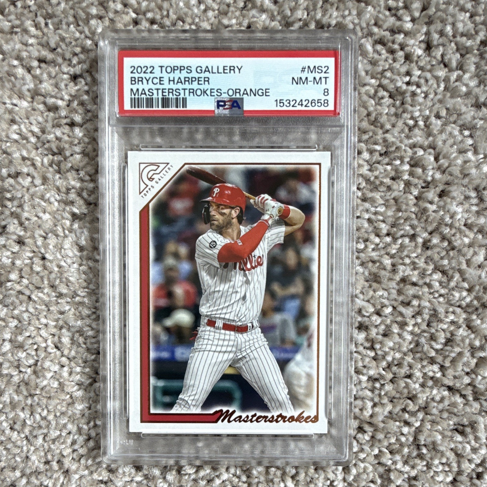 Topps 2022 Gallery Bryce Harper Master Strokes Orange /25 #MS-2 Phillies PSA 8 Topps 2022 Gallery Bryce Harper Master Strokes Orange /25 #MS-2 Phillies PSA 8