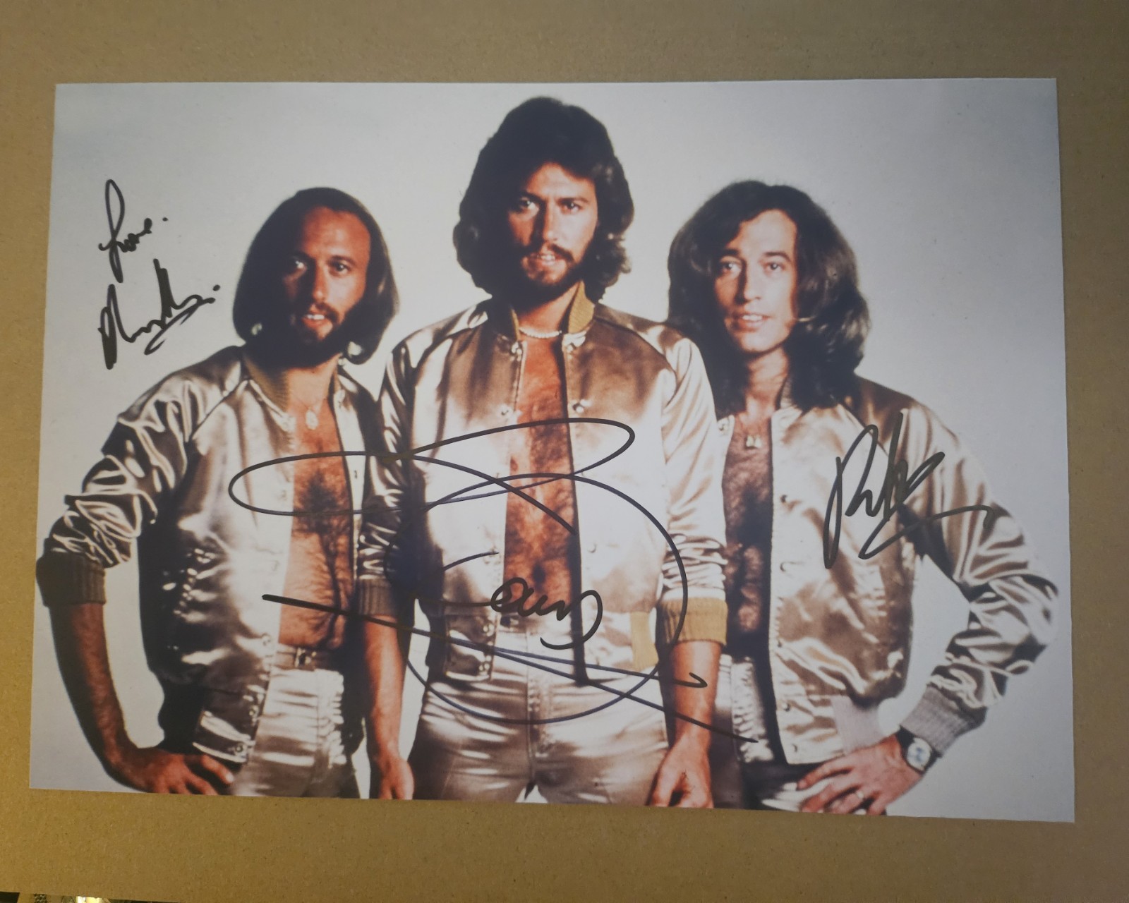 W/COA, ORIGINAL BEE GEES  AUTOGRAPHS 12X8.5\
