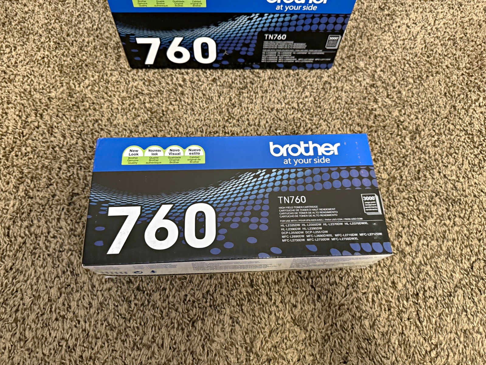 Genuine Brother TN760 Black Toner Cartridge TN-760 High Yield 3000 Pages Sealed Genuine Brother TN760 Black Toner Cartridge TN-760 High Yield 3000 Pages Sealed