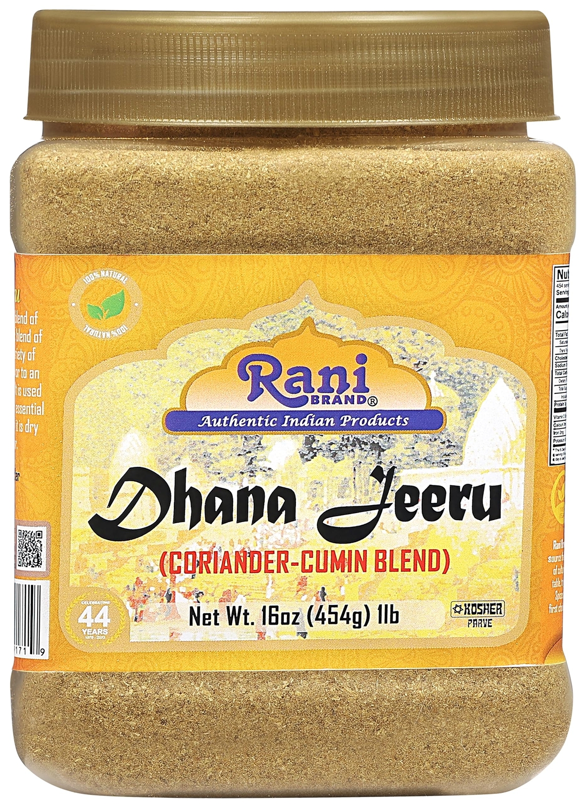 Rani Dhana-Jeeru (Coriander-Cumin Blend 50-50) Powder 16oz (1lb) 454g PET Jar Rani Dhana-Jeeru (Coriander-Cumin Blend 50-50) Powder 16oz (1lb) 454g PET Jar