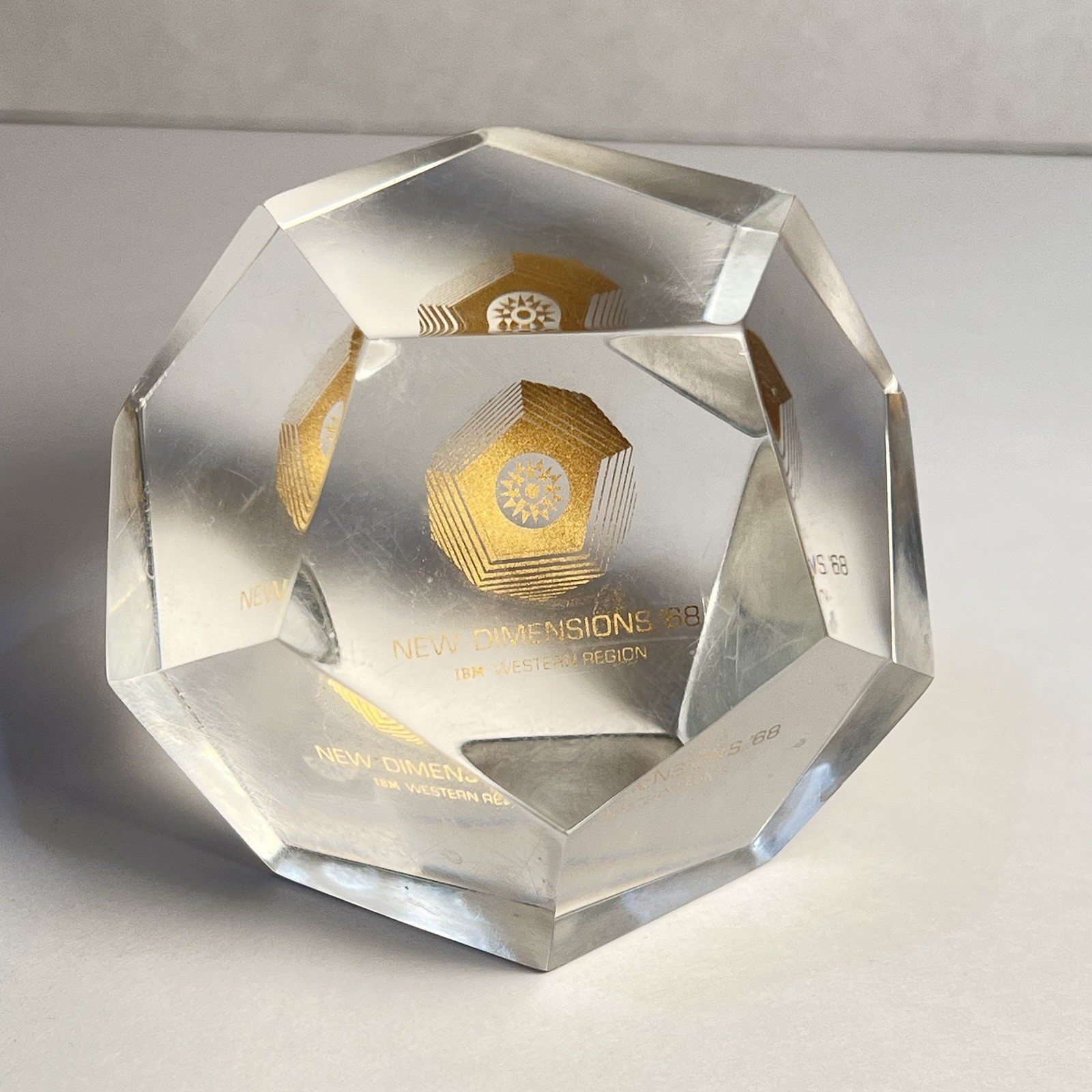 Vintage 1968 IBM Lucite Paperweight NEW DIMENSIONS WESTERN REGION